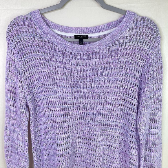Talbots Top 100% Cotton  Breezy Lavender Open Knit A Touch Of Elegance - Picture 3 of 10
